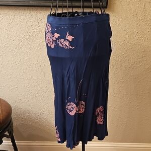 O'Neill Navy and Pink Floral Maxi Skirt